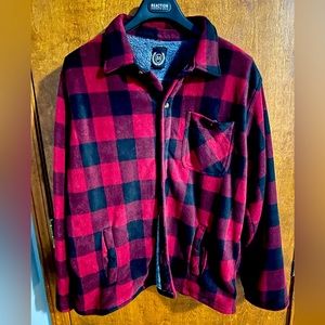 North 15 Red Plaid Flannel Jacket Warm with Pockets XL